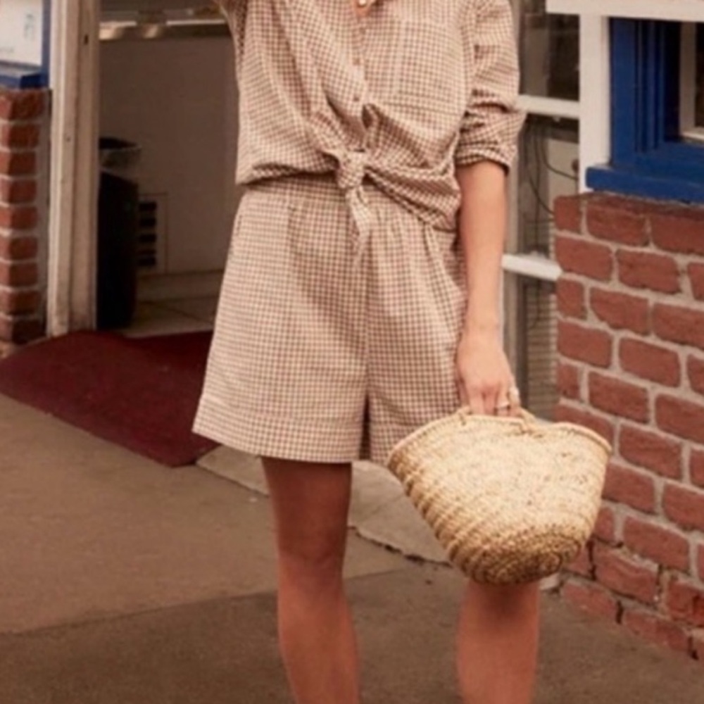 Gingham Two-Piece Set in Beige